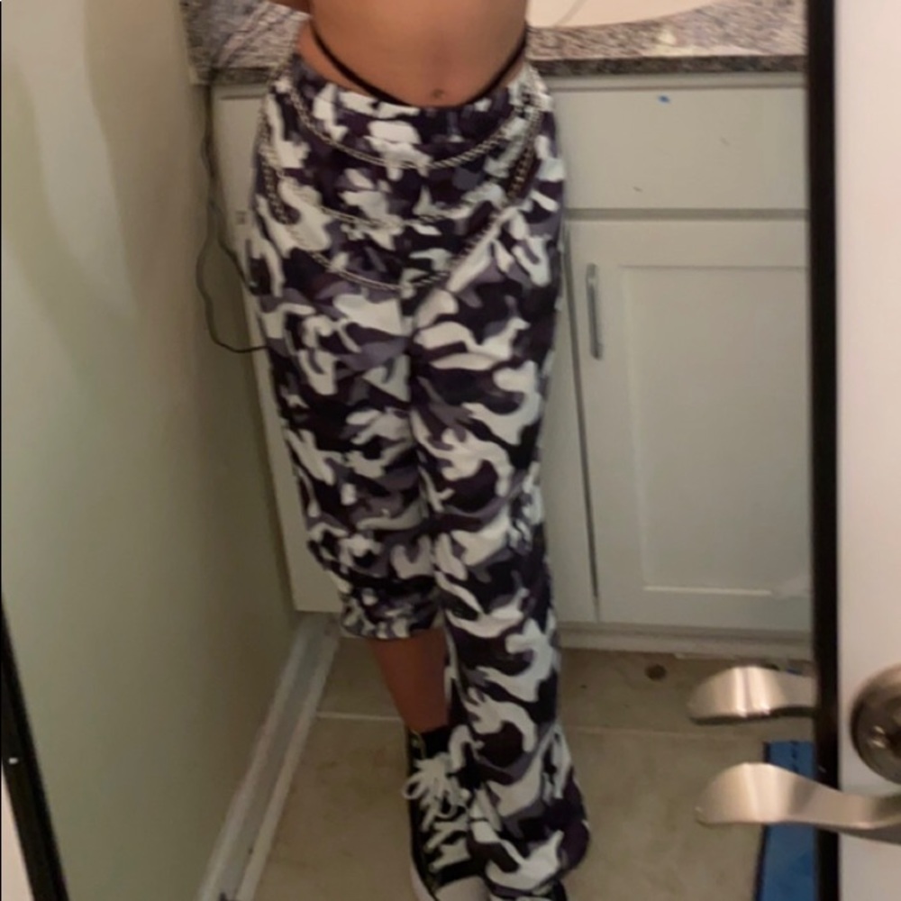 M black and white camo joggers